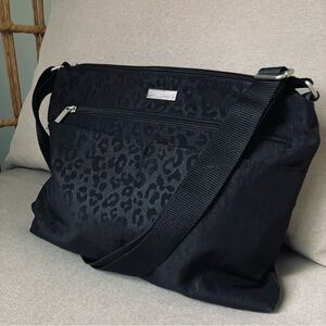 ♠️ Baggallini Black Leopard Print Lightweight Crossbody Travel Organizer Bag